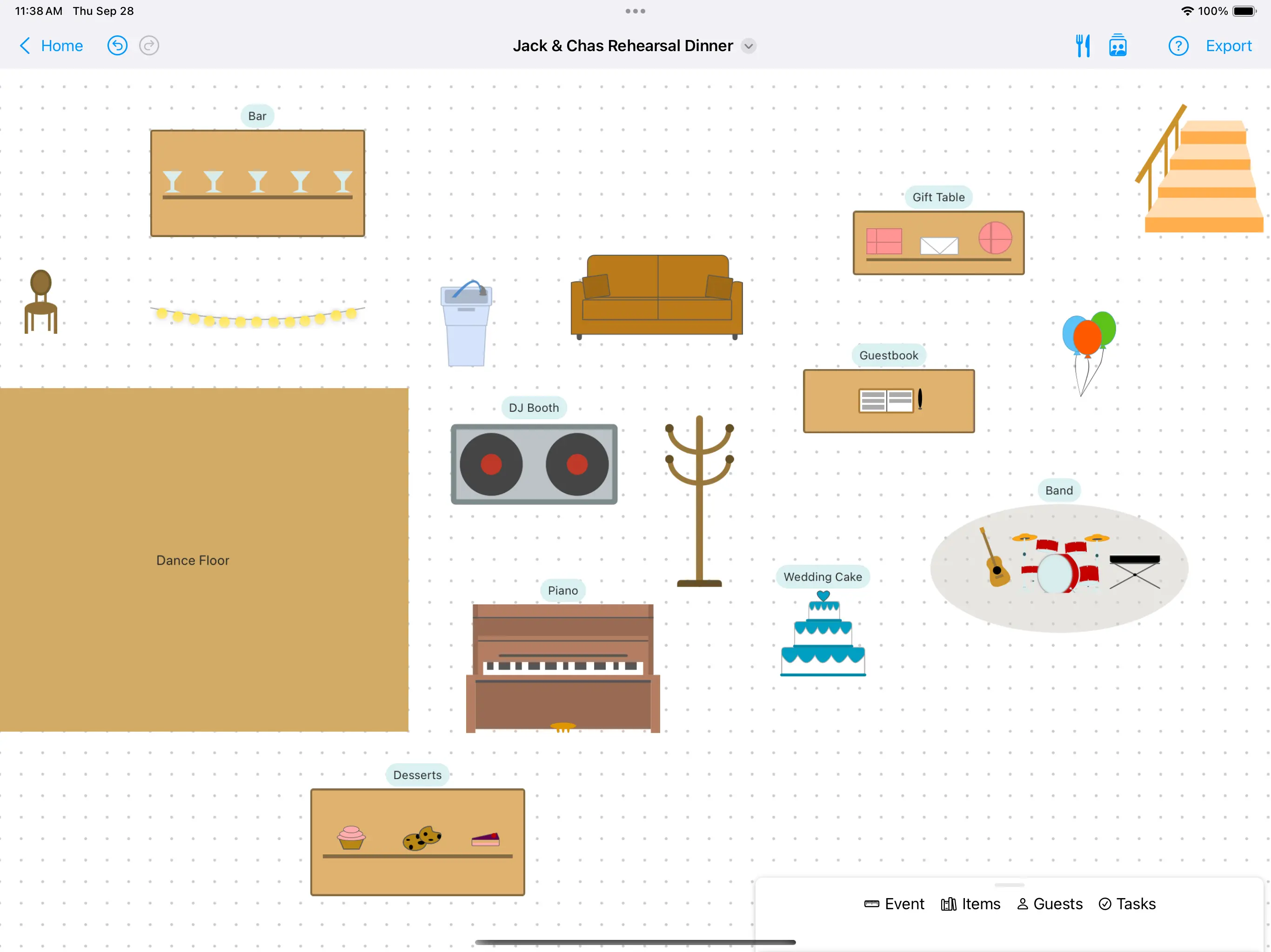 Example of some of the items available in Seat Puzzle