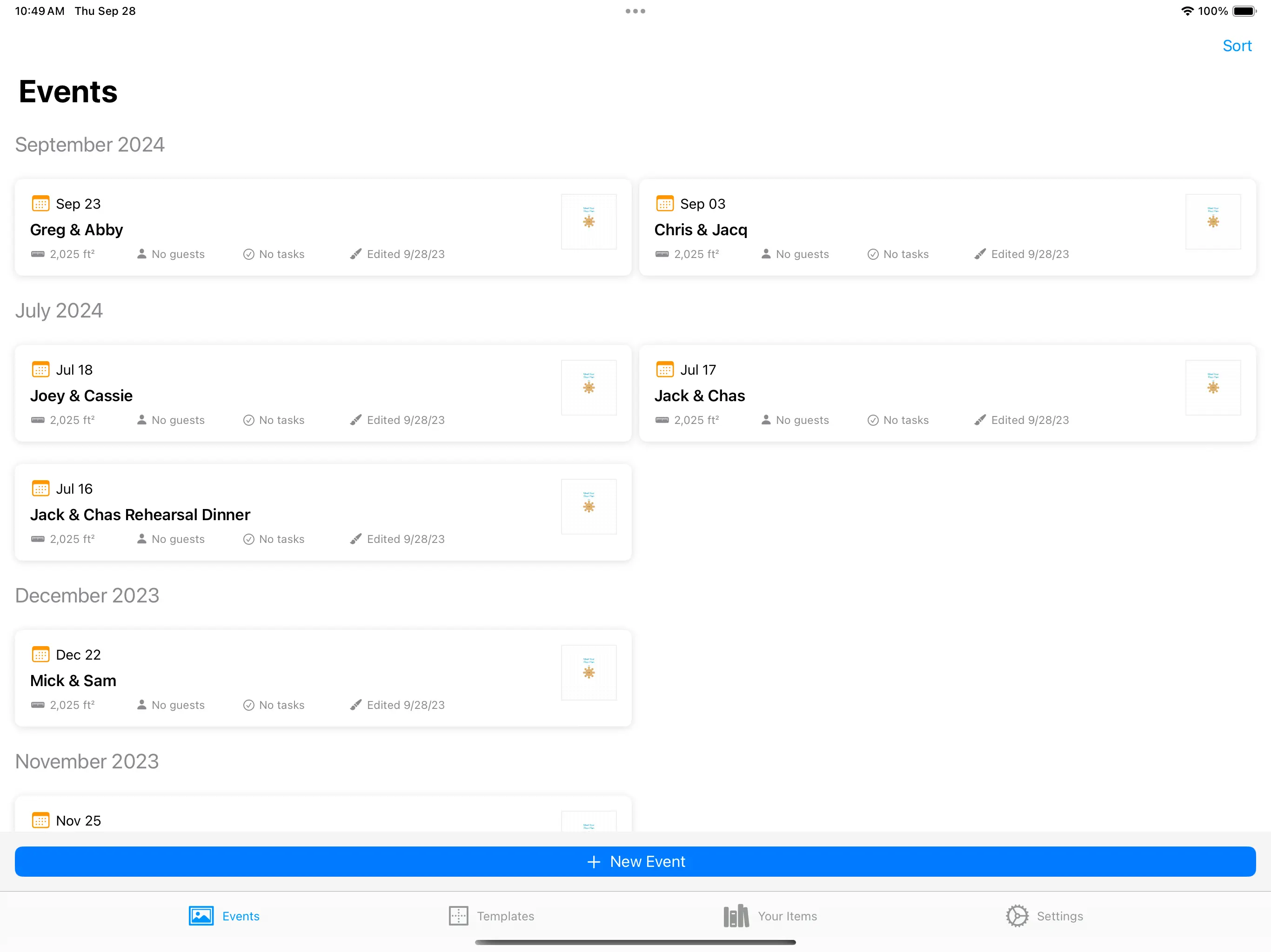 Example of event management in Seat Puzzle