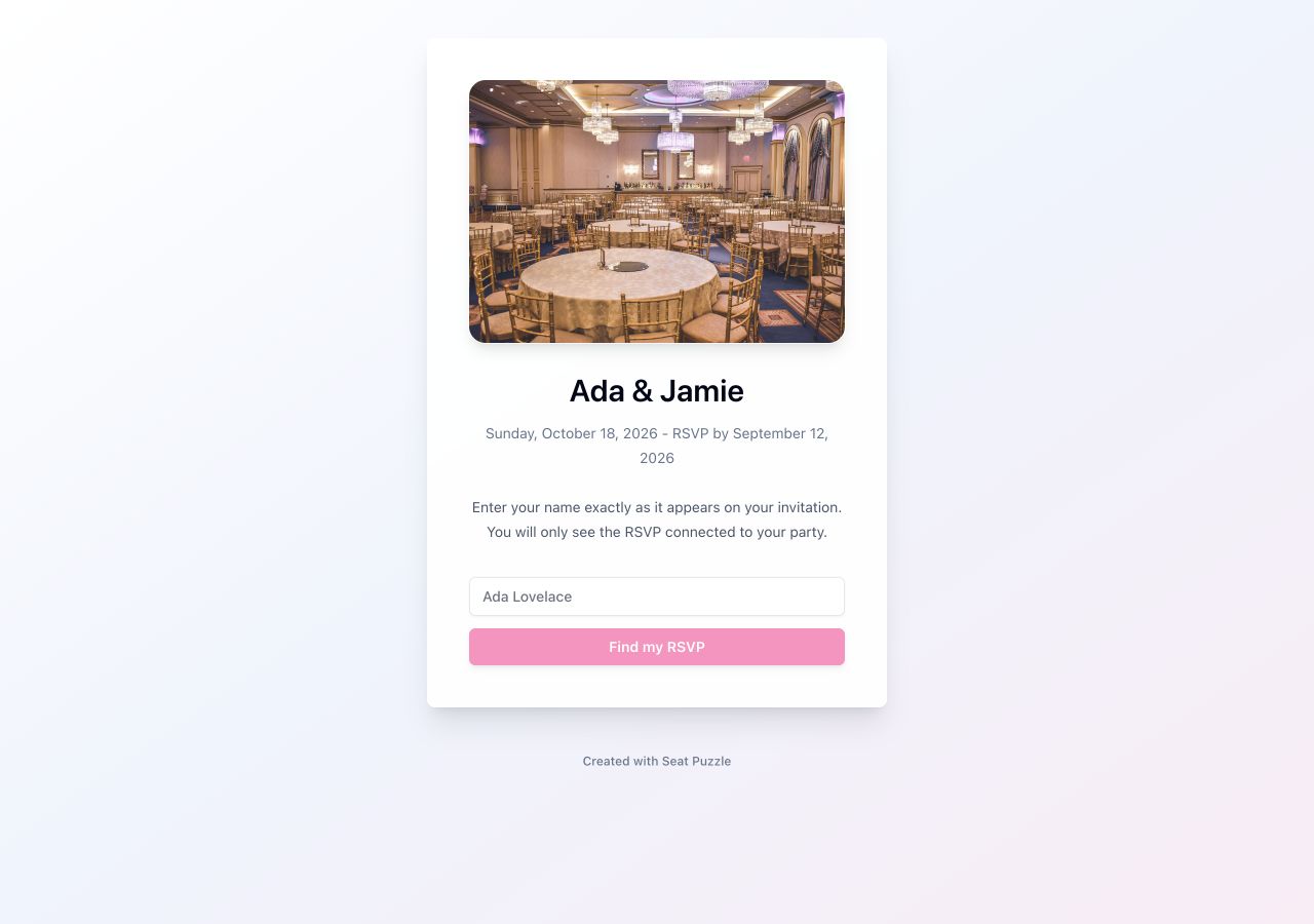 Public RSVP guest page Preview the public RSVP guest page before sharing it.